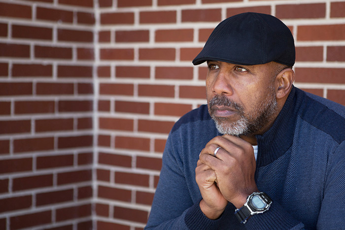 depression, sadness, man, African-American, ethnic, black, senior adult, worried, worry, thought, prayer, praying, pray, mature, thinking, distraught, contemplation,